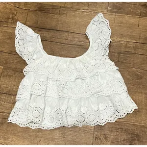 Love Shack Fancy LIV LA Eyelet lace ruffle top thumbnail 2
