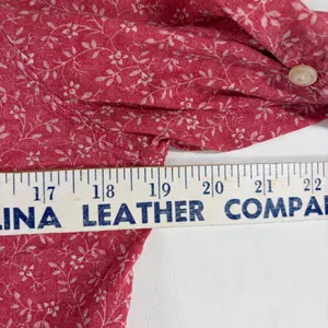 Lauren Ralph Lauren Red Floral Button Down Shirt XS Roll Tab Sleeve Cotton LRL‎ thumbnail 4