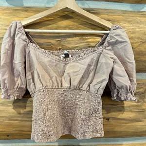 Abercrombie & Fitch Smocked Beige Top thumbnail 2