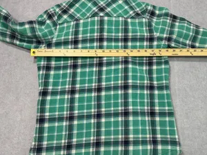 Orvis Flannel Fleece Lined Shirt Jacket Size Small Green Plaid thumbnail 6