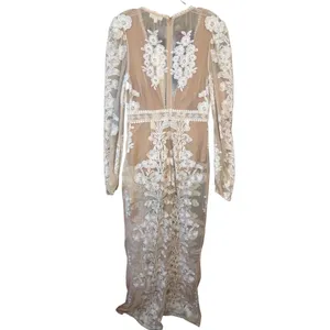 Free People For Love Lemons Temecula Jumpsuit Floral Embroidery Ivory Medium thumbnail 5