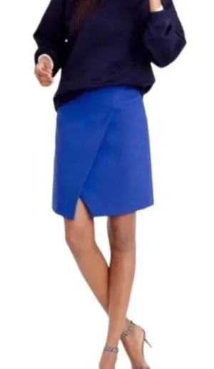NWT J Crew Crossover A Line Wrap Skirt Blue 2 thumbnail 1