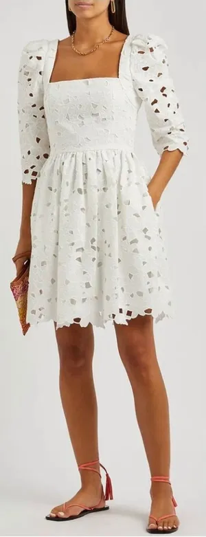 Cara Cara NWT Hart Eyelet Dress Cotton Square Neck‎ Mini Dress Brodererie Size 4 thumbnail 1
