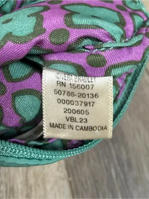 Vera Bradley Teal Quilted Zip ID Case Keychain Wallet thumbnail 4