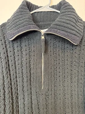 Aerie Black Cable Car Quarter Zip Chunky Cable Knit Sweater Size S Academia thumbnail 4