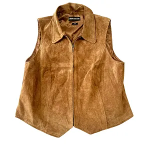 Urban Outfitters Women's XL Brown Suede Leather Zip Up Vest Western Country Boho thumbnail 1