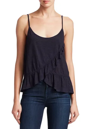 A.L.C. Ruffle Linen Knit Tank Top Small thumbnail 1