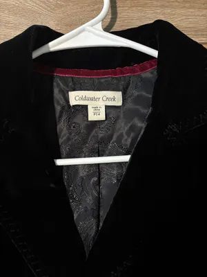 Coldwater Creek Black Velvet Three-Button Blazer Coat thumbnail 3