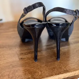 Marc Fisher Slingback Heels Women 8M Black‎ Glitter Peep Toe Platform Pump 5179 thumbnail 5