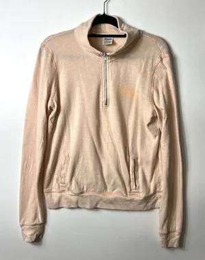 Pink by Victoria Secret Peach 1/4 Zip Fleece Pullover Sweater Women’s Size M‎ thumbnail 1