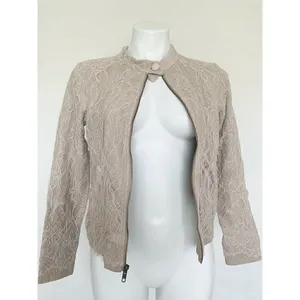 NEW Blue Life Light Beige Lace Zip Jacket Blazer Mandarin Collar jacket XS XSMAL thumbnail 3