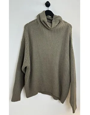 FREE PEOPLE Swim Too Deep Turtleneck Sweater in Olive Stone Size X-Small thumbnail 5