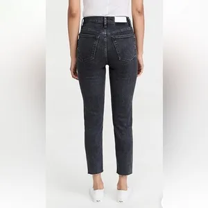 RE/DONE 90S High Rise Straight Leg Jeans in Stoned Noir Black Women's Size 24 thumbnail 3