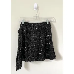 Lulu's Sequin Shiny Tie Wrap Mini Skirt Black Size XS NEW thumbnail 6