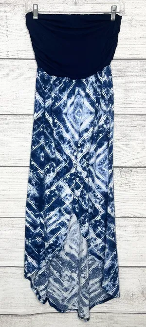 Just Be Blue & White Tie Dye Strapless High Low Maxi Dress Size Medium thumbnail 1