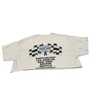 J Galt Cropped T Shirt Graphic Motor Show Car Print‎ Women One Size White thumbnail 5