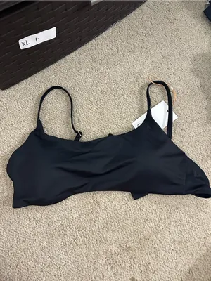 NWT Quince Italian Scoop Neck Bikini Top black large thumbnail 3