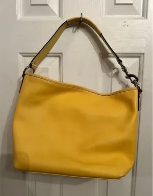 Coach F30904 Sarah Hobo Shoulder Bag Leather SV/Canary rare find boho thumbnail 1