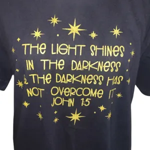 Bella & Canvas Black John 1:5 Light Shines in Darkness T-Shirt Short Sleeve thumbnail 2
