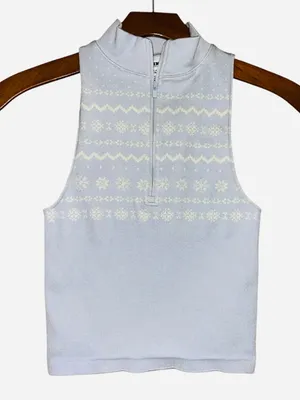 VS PINK Half-Zip Tank with Fair Isle Pattern thumbnail 1