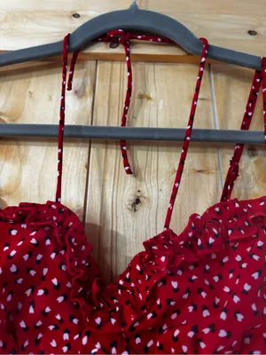 Princess Polly‎ Stacey Mini Dress Red Heart Print Ruffle Smocked Size 2 thumbnail 4