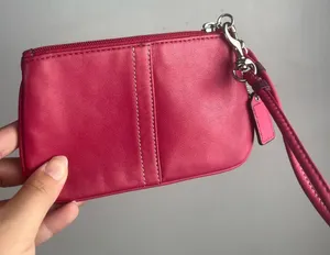 Coach Coral Red Leather 6”x4” wristlet thumbnail 5