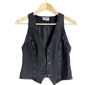 Agolde Heller Sleeveless Black Denim Button Front Structured Vest Spider XS thumbnail 6