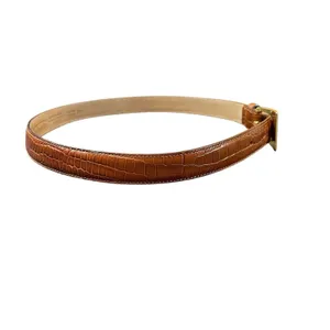 Talbots Made in Italy Brown Croc Embossed Genuine Leather Belt Women’s M Y2K VTG thumbnail 8