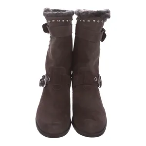 Stuart Weitzman Suede Studded Accent Moto Boots Mid Calf Size 7 Pre-Loved thumbnail 3