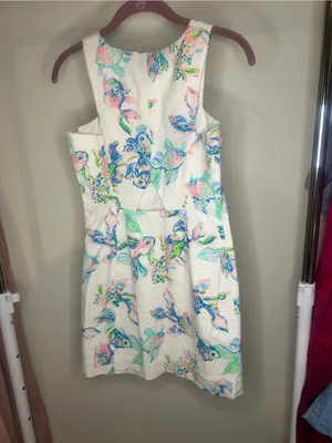 Lilly Pulitzer Cecily Dress Size 00White Mini Dress with Blue Green Floral Print thumbnail 6