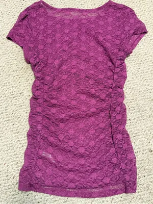 Free People Keep It Simple Top Dramatic Orchid Size M Fitted Lace‎ Baby Tee thumbnail 4