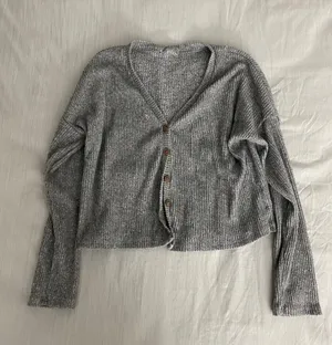 Urban Outfitters Gray Ribbed Cropped Cardigan thumbnail 3
