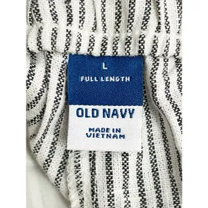 NWT Old Navy Linen Wide Leg Trouser Pants Gray Ivory Stripe High Rise Size Large thumbnail 9