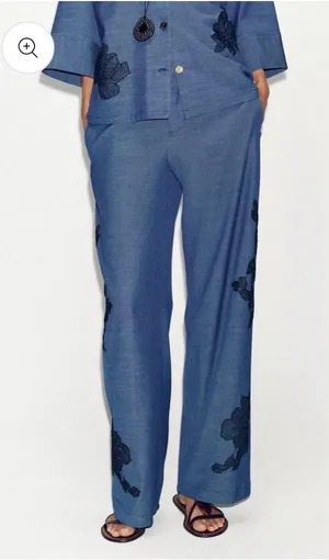 Zara wide floral pants thumbnail 1