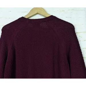 Old Navy Textured Knit Tunic Sweater Women S Burgundy Cotton Crew Cozy Relaxed thumbnail 9