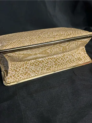 Gold Snakeskin Embossed Women’s Clutch Bag thumbnail 8