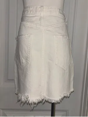 Abercrombie & Fitch White Distressed Skirt thumbnail 3
