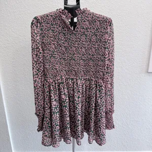 Lulus Floral Forever Green and Pink Floral Print Smocked Skater Dress Ruffles XL thumbnail 3