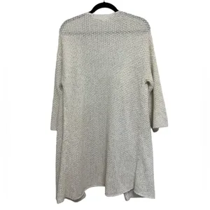 Garnet Hill 100% Cotton Lightweight Long Open Front Cardigan in White - Size M thumbnail 2