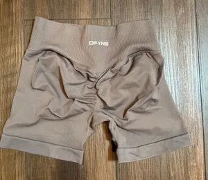DFYNE Dynamic Seamless Scrunch Butt Shorts Taupe Brown High Waist Small Workout thumbnail 1