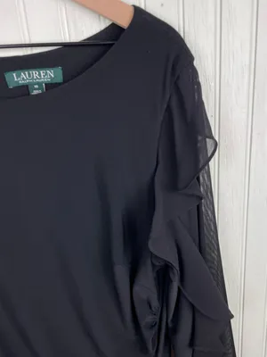 Lauren Ralph Lauren Georgette Ruffle Long-Sleeve Sheath Cocktail Dress Size 16 thumbnail 7