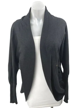 Aritzia Wilfred Women's Black Open Front Long Sleeve Knit Cardigan Sweater Top S thumbnail 1