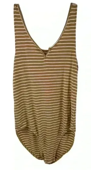 American Eagle Women's Striped yellow/gold and white Bodysuit Multicolor Size M‎ thumbnail 1