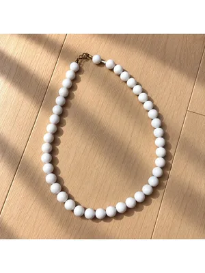 Vintage Beaded Necklace Lot of 4 Pink Ivory Faux Pearl Retro Jewelry Bundle thumbnail 4