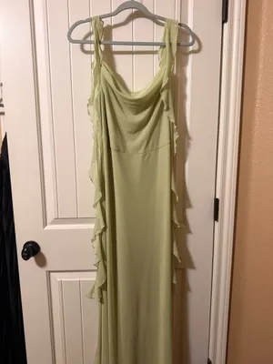 Cider Mesh Ruffle Hem Maxi Dress - Green - Size M thumbnail 2