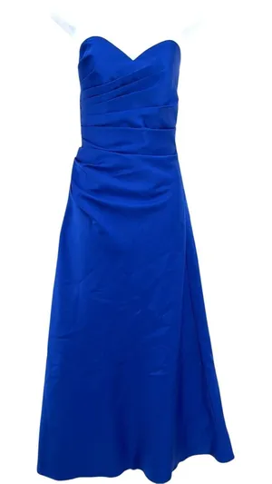 Alfred Angelo Strapless Corset Dress Sz 0 Prom Bridesmaid Satin Ruch Y2K Lace Up thumbnail 1