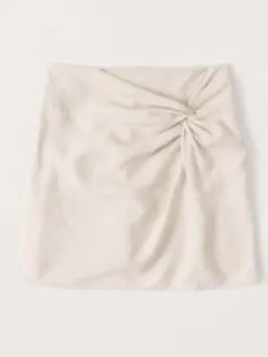 Abercrombie & Fitch Knotted Linen Mini Skirt Beige L Minimalist Coastal Neutral thumbnail 7