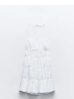 Zara White Halter Tiered Dress thumbnail 3