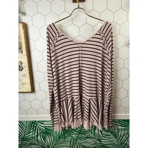 We the Free Pink Striped Tunic Lightweight Long Sleeve Top - Size - Medium thumbnail 2