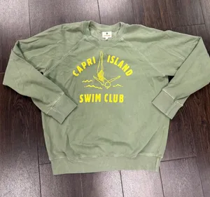 Sundry‎ "Capri Island Swim Club" Graphic Raglan Sweatshirt - Sage Green Size 2 thumbnail 1